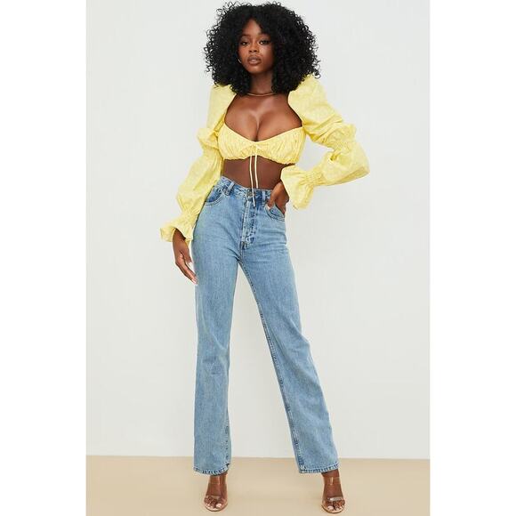 House of CB Henrietta Shirred Bralette Top Lemon Floral Size M NWT - Picture 3 of 10